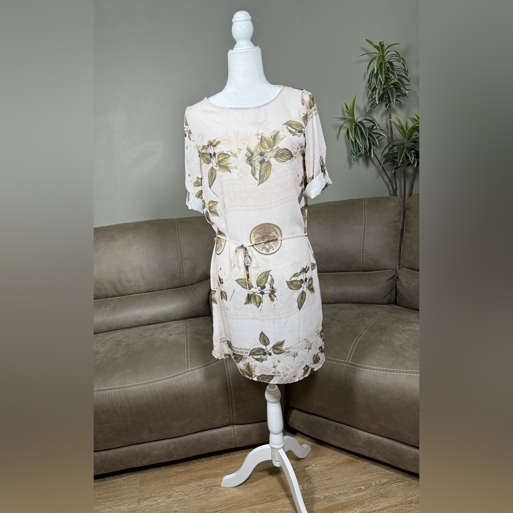 Lanca Perfume Olive Floral Italian Medallion Print Dress Sz M Summer Easter Date